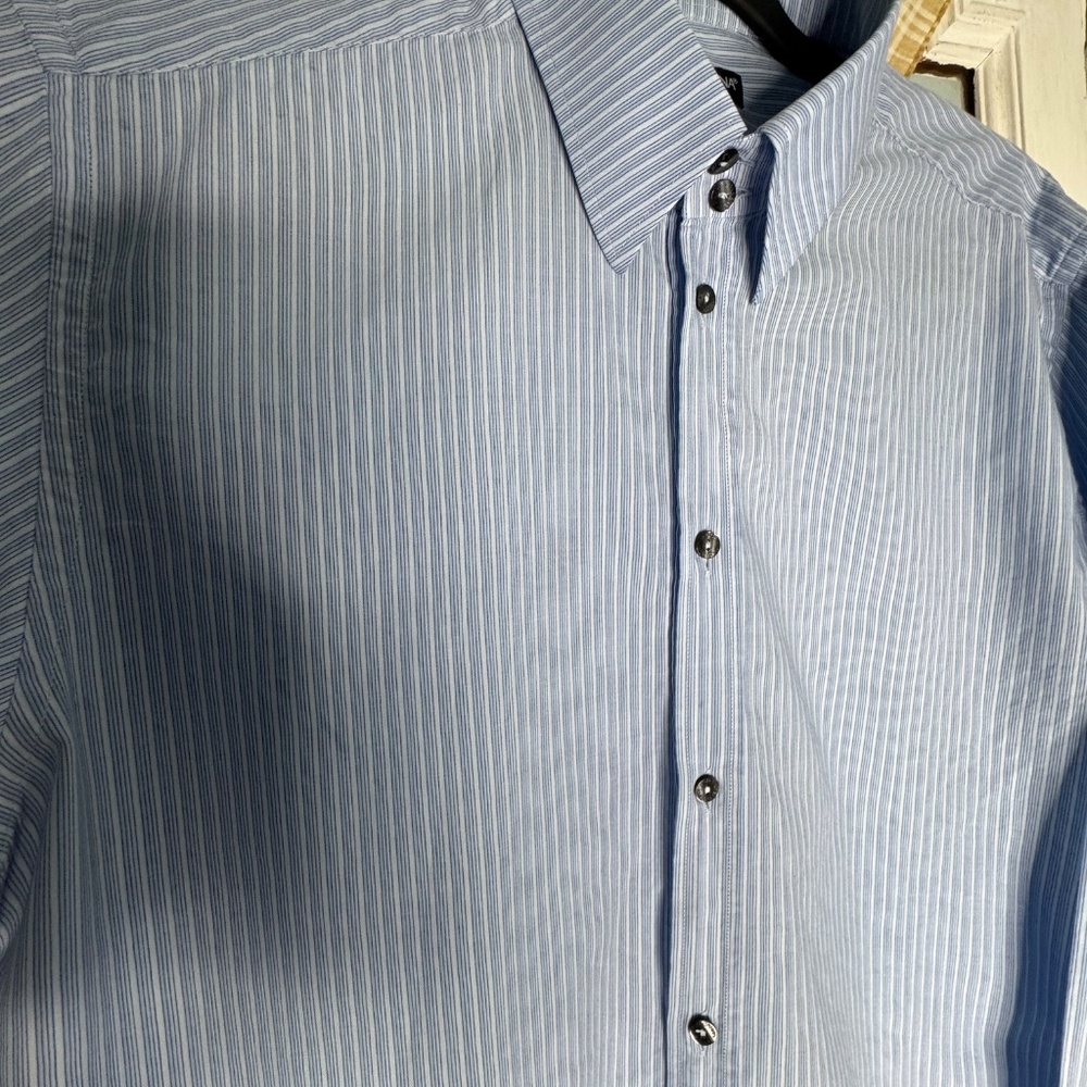 Dolce & Gabbana Light Blue Pinstripe Button-Down Shirt - Picture 13 of 15